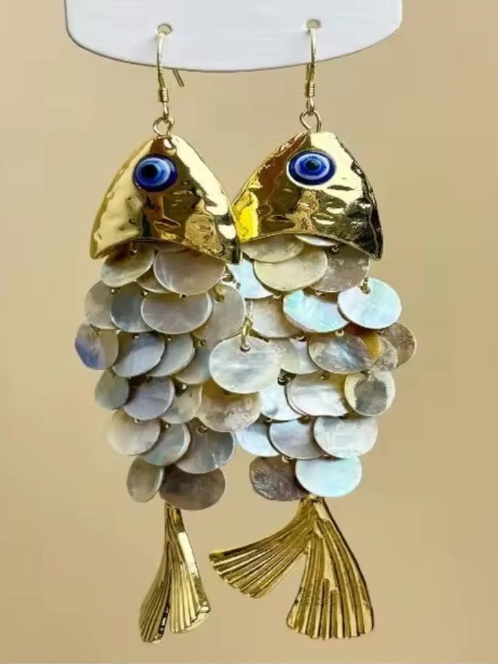 Perla Fish Goddess Gold Earrings